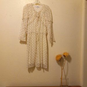 Koche Sheer White Chiffon Polka Dot Ruffle Dress Cocktail RomanticSoftGirl Party